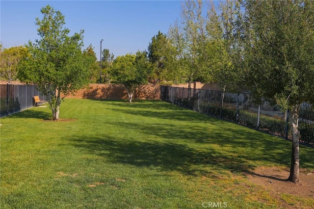 view of yard featuring a fenced backyard