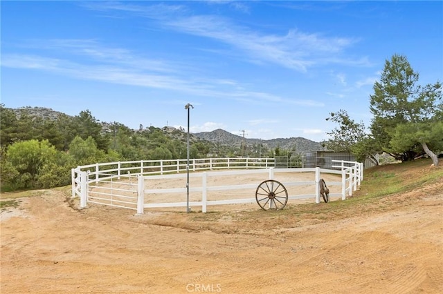 33435 Hubbard Rd, Acton, CA 93510 - view of yard with an enclosed riding area, a mountain view, and a view of rural / pastoral area
