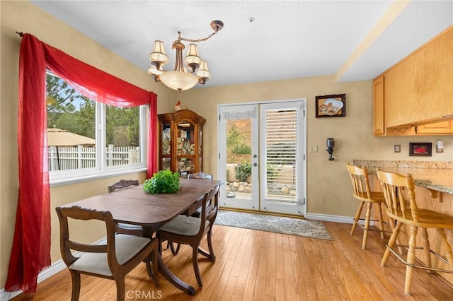 33435 Hubbard Rd, Acton, CA 93510 - dining area featuring plenty of natural light, light wood-style floors, and a chandelier