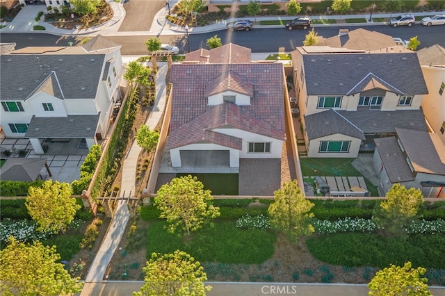 bird's eye view with a residential view