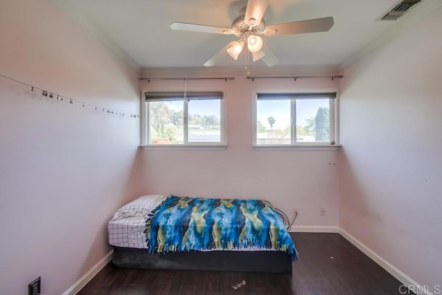 13522 Utopia Rd, Poway, CA 92064 - bedroom featuring ornamental molding, wood finished floors, baseboards, and multiple windows