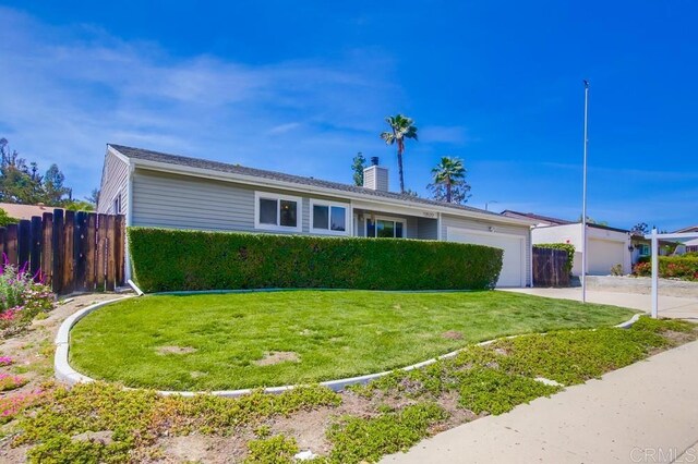 13522 Utopia Rd, Poway, CA 92064 - single story home with an attached garage, a chimney, and driveway