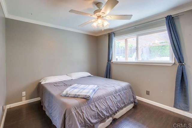 13522 Utopia Rd, Poway, CA 92064 - bedroom featuring wood finished floors, crown molding, and ceiling fan