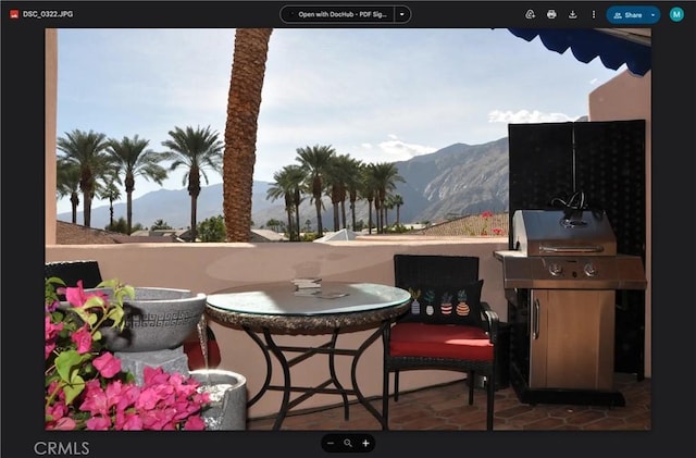 500 E Amado Rd Unit 420, Palm Springs, CA 92262 - view of patio / terrace featuring a mountain view and area for grilling