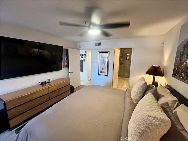 500 E Amado Rd Unit 420, Palm Springs, CA 92262 - bedroom featuring a ceiling fan and ensuite bathroom
