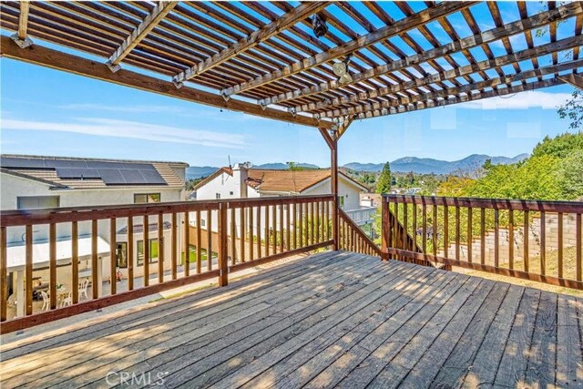 760 Featherwood Dr, Diamond Bar, CA 91765 - wooden deck with a mountain view and a pergola