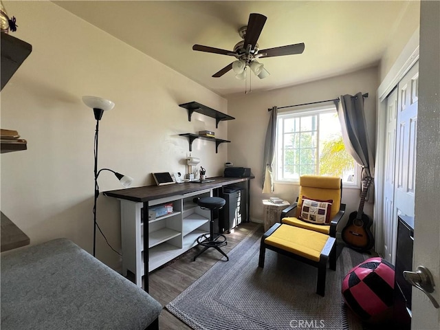 10709 Wheelock Cir, Whittier, CA 90606 - interior space featuring ceiling fan and wood finished floors