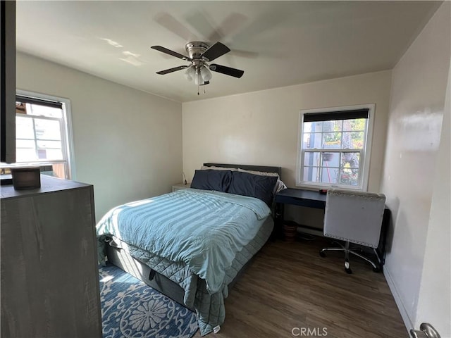 10709 Wheelock Cir, Whittier, CA 90606 - bedroom featuring baseboards, ceiling fan, and wood finished floors