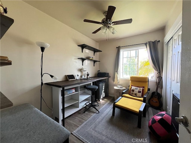 10709 Wheelock Cir, Whittier, CA 90606 - interior space with ceiling fan and wood finished floors