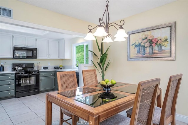 28143 Espinoza, Mission Viejo, CA 92692 - dining area with a chandelier, visible vents, and light tile patterned floors
