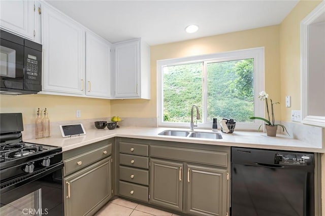 28143 Espinoza, Mission Viejo, CA 92692 - kitchen featuring light countertops, gray cabinets, a sink, and black appliances
