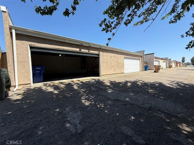 view of detached garage