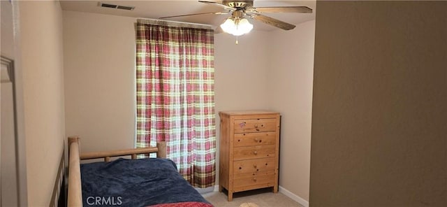1929 Lebec Oaks Dr, Lebec, CA 93243 - bedroom featuring visible vents, a ceiling fan, baseboards, and light carpet