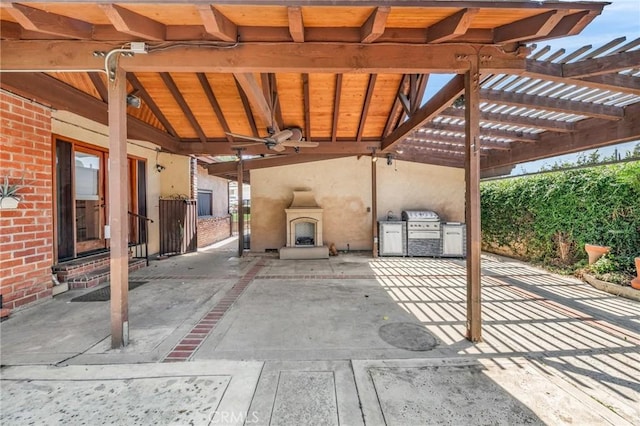 1341 E Harvest Moon St, West Covina, CA 91792 - view of patio / terrace featuring a ceiling fan and a pergola