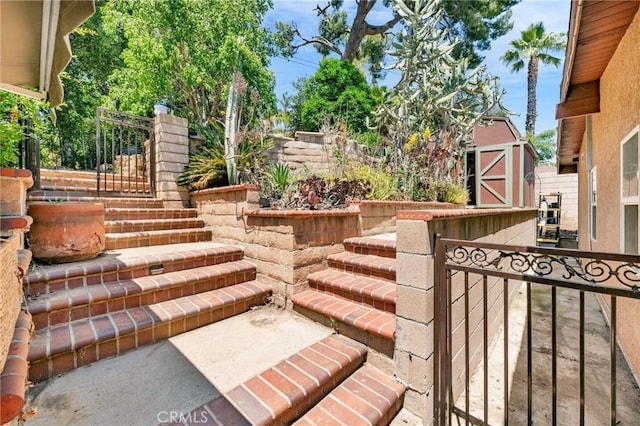 1341 E Harvest Moon St, West Covina, CA 91792 - view of patio with an outbuilding