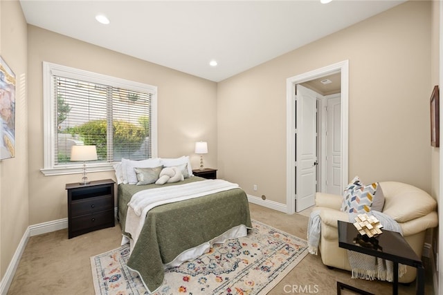 15841 Aurora Crest Dr, Whittier, CA 90605 - bedroom with light colored carpet, baseboards, and recessed lighting
