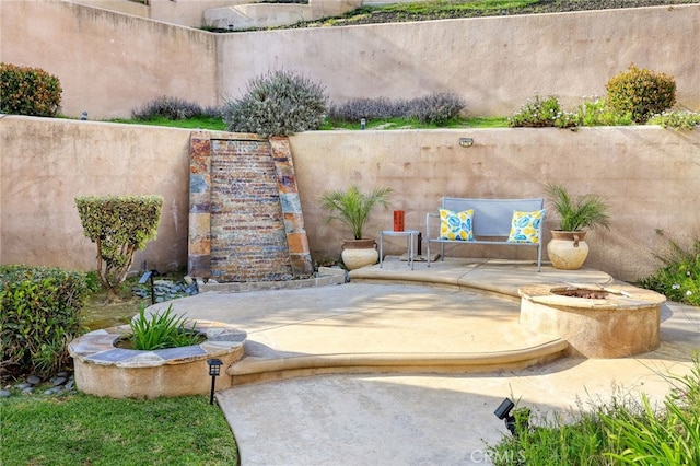 15841 Aurora Crest Dr, Whittier, CA 90605 - view of patio with an outdoor fire pit