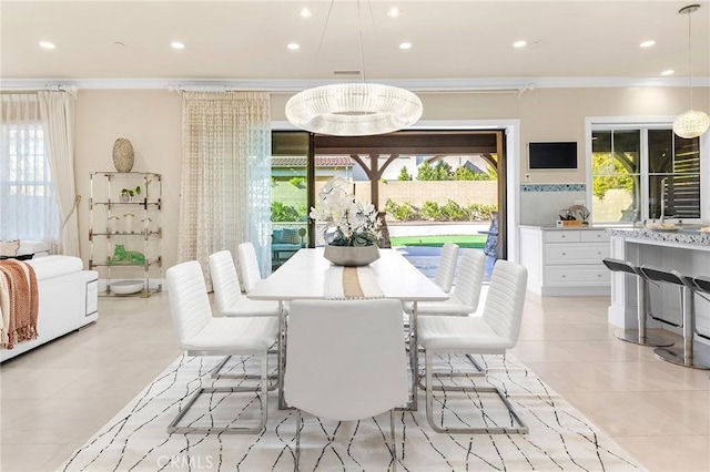 123 Calderon, Irvine, CA 92618 - dining area featuring plenty of natural light, recessed lighting, and crown molding