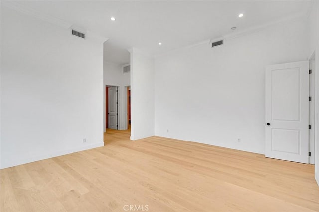 10050 Olivia Ter, Sun Valley, CA 91352 - spare room featuring ornamental molding, visible vents, light wood finished floors, and recessed lighting