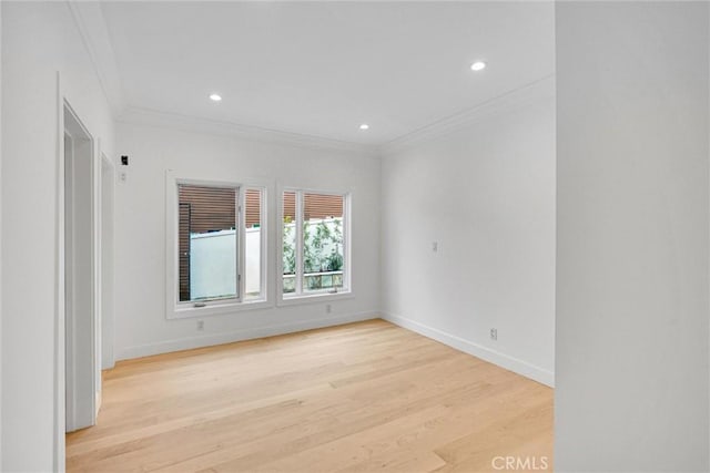 10050 Olivia Ter, Sun Valley, CA 91352 - spare room with recessed lighting, light wood-type flooring, crown molding, and baseboards