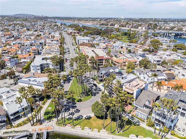 aerial view with a residential view and a water view