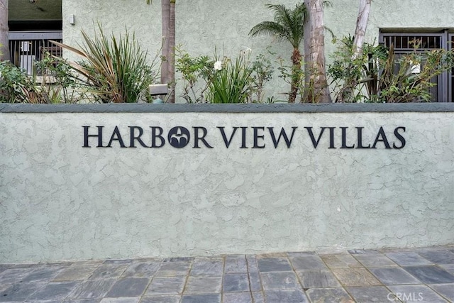 view of community sign