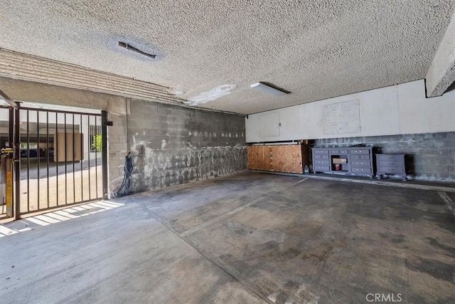 interior space featuring concrete block wall