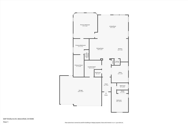 6207 Shelburne Dr, Bakersfield, CA 93306 - floor plan / room layout