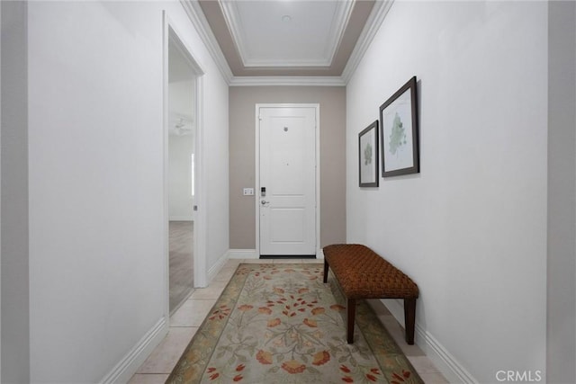 6207 Shelburne Dr, Bakersfield, CA 93306 - doorway featuring ornamental molding and baseboards