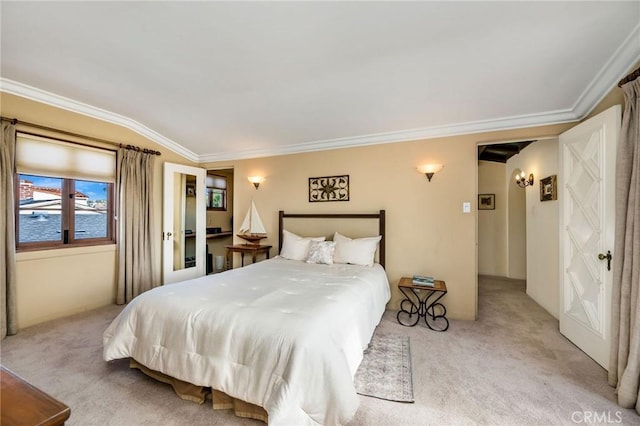 624 Calle Miramar, Redondo Beach, CA 90277 - bedroom with light carpet, crown molding, and lofted ceiling