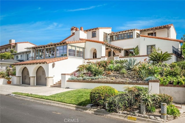 624 Calle Miramar, Redondo Beach, CA 90277 - mediterranean / spanish-style house with stucco siding, a tiled roof, and a chimney