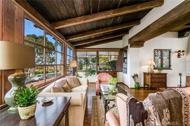 624 Calle Miramar, Redondo Beach, CA 90277 - living room with wood ceiling, hardwood / wood-style flooring, and healthy amount of natural light