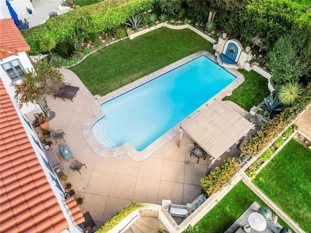 624 Calle Miramar, Redondo Beach, CA 90277 - view of swimming pool featuring a lawn and a patio