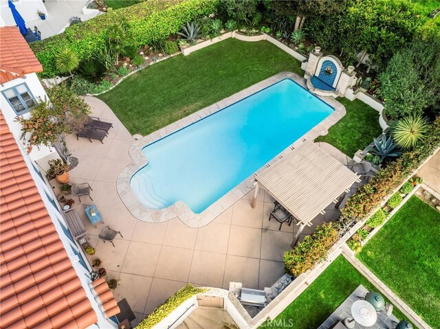 624 Calle Miramar, Redondo Beach, CA 90277 - view of swimming pool featuring a lawn and a patio