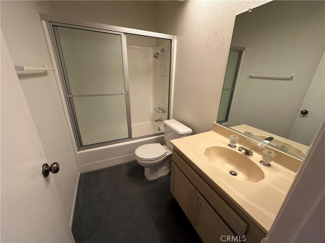 18405C Collins St Unit C, Tarzana, CA 91356 - full bath featuring vanity, shower / bath combination with glass door, and a textured wall