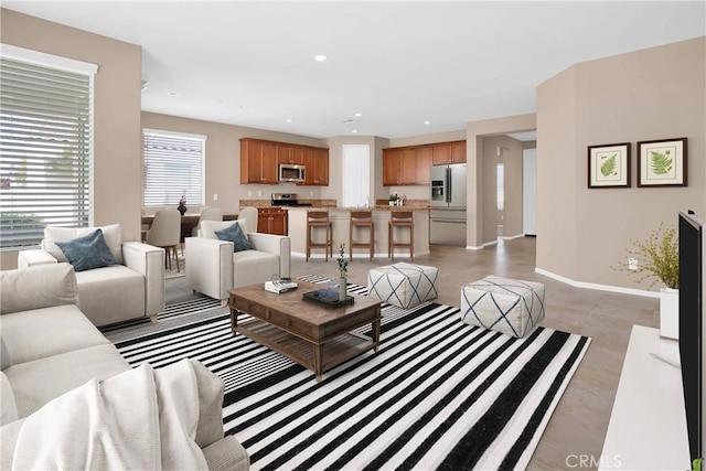 18870 Stetson St, Apple Valley, CA 92308 - living room featuring baseboards and recessed lighting