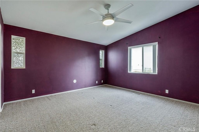 375 Partridge Ave, Paso Robles, CA 93446 - unfurnished room with vaulted ceiling, carpet flooring, baseboards, and ceiling fan