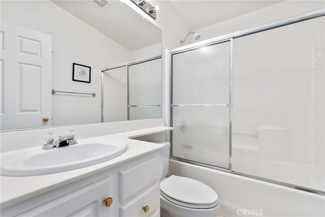 375 Partridge Ave, Paso Robles, CA 93446 - bathroom with shower / bath combination with glass door, visible vents, toilet, and vanity