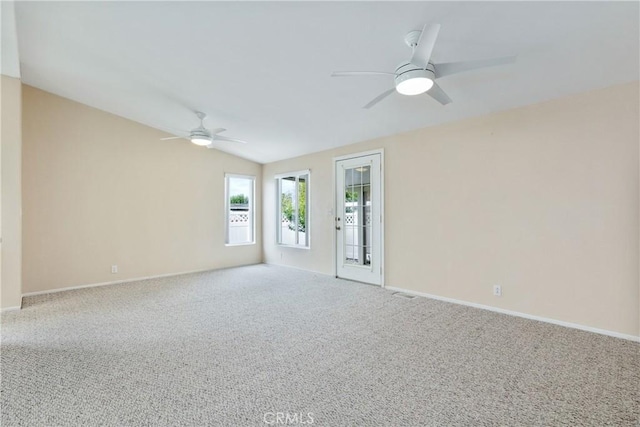 375 Partridge Ave, Paso Robles, CA 93446 - empty room with vaulted ceiling, carpet flooring, baseboards, and ceiling fan