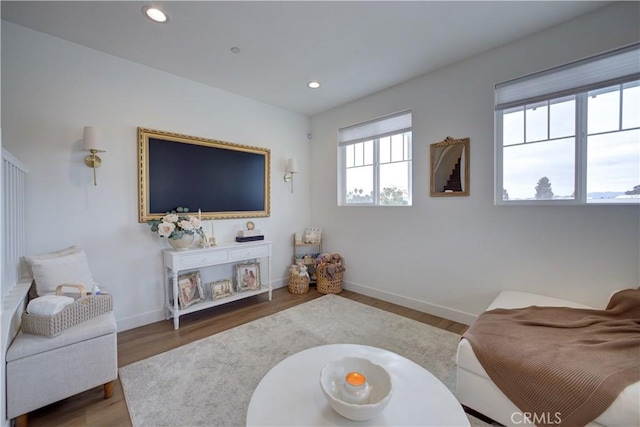 3860 Righetti Ranch Rd, San Luis Obispo, CA 93401 - living area with wood finished floors, baseboards, and recessed lighting
