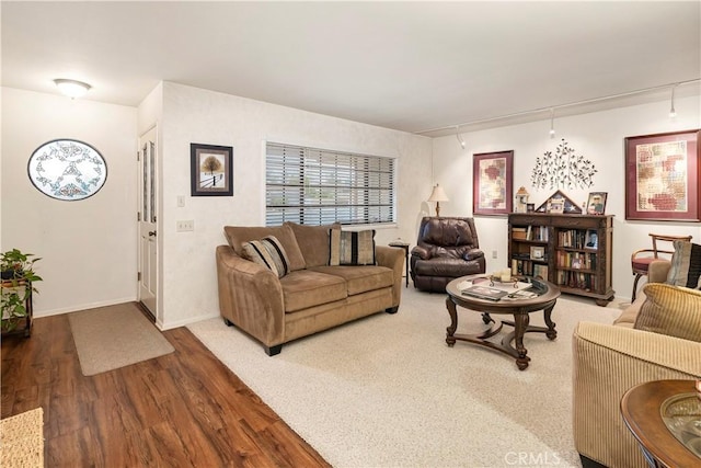 living room featuring baseboards and wood finished floors