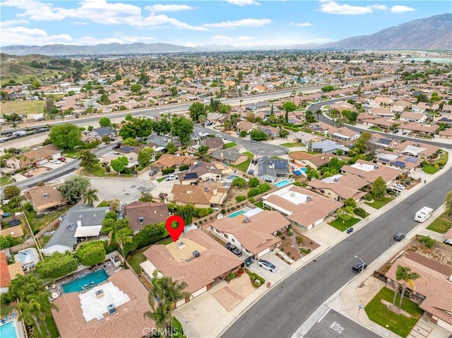 bird's eye view with a residential view and a mountain view
