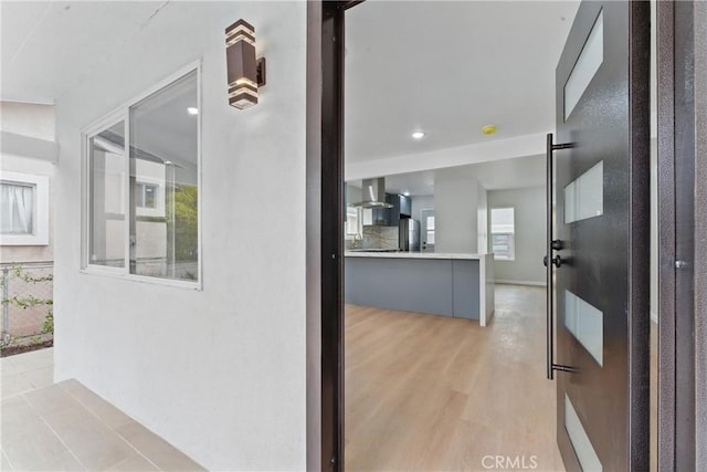 interior space featuring light wood-style floors