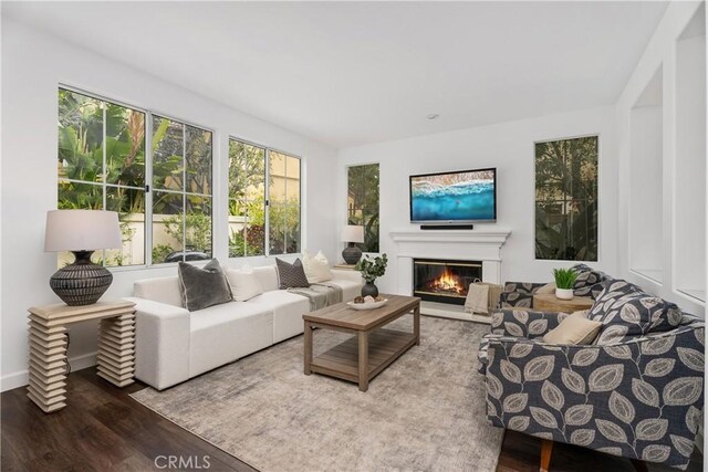 1 Giverny, Newport Coast, CA 92657 - living room featuring wood finished floors and a glass covered fireplace
