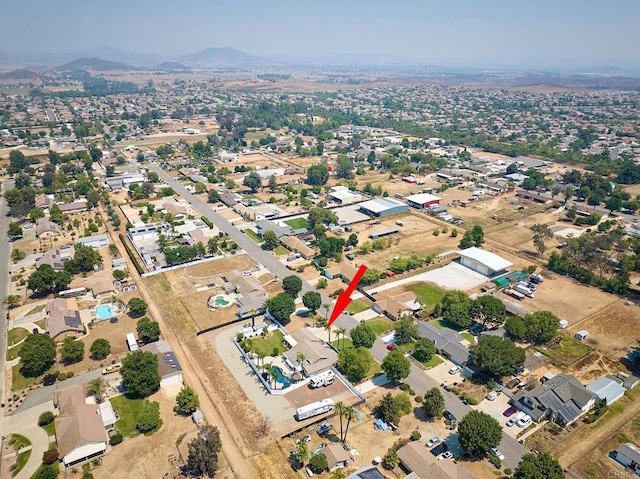 drone / aerial view with a mountain view