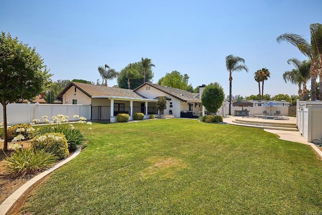 view of yard featuring a fenced backyard and a patio