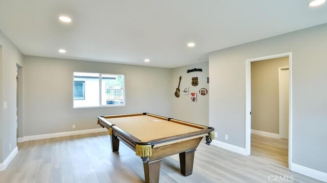 18971 Birch St, Perris, CA 92570 - rec room with light wood-type flooring, pool table, recessed lighting, and baseboards