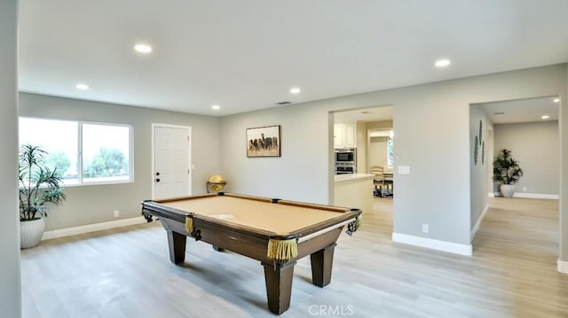 18971 Birch St, Perris, CA 92570 - game room with recessed lighting, light wood-type flooring, billiards, and baseboards