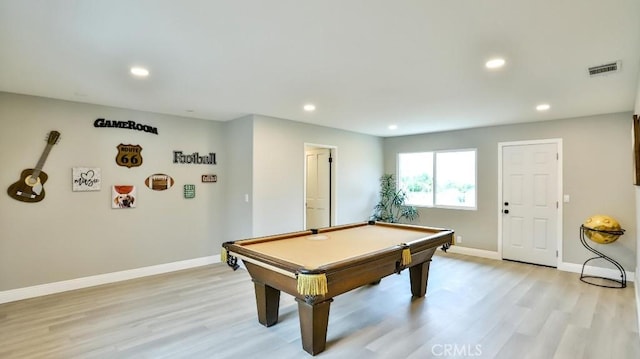 18971 Birch St, Perris, CA 92570 - playroom with light wood-type flooring, pool table, recessed lighting, and baseboards
