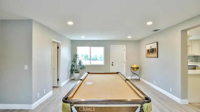 18971 Birch St, Perris, CA 92570 - game room featuring light wood-style flooring, billiards, baseboards, and recessed lighting